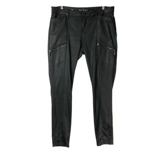 White House Black Market The Skinny Black Coated Pants 12 Zip Fly Mid Rise Moto